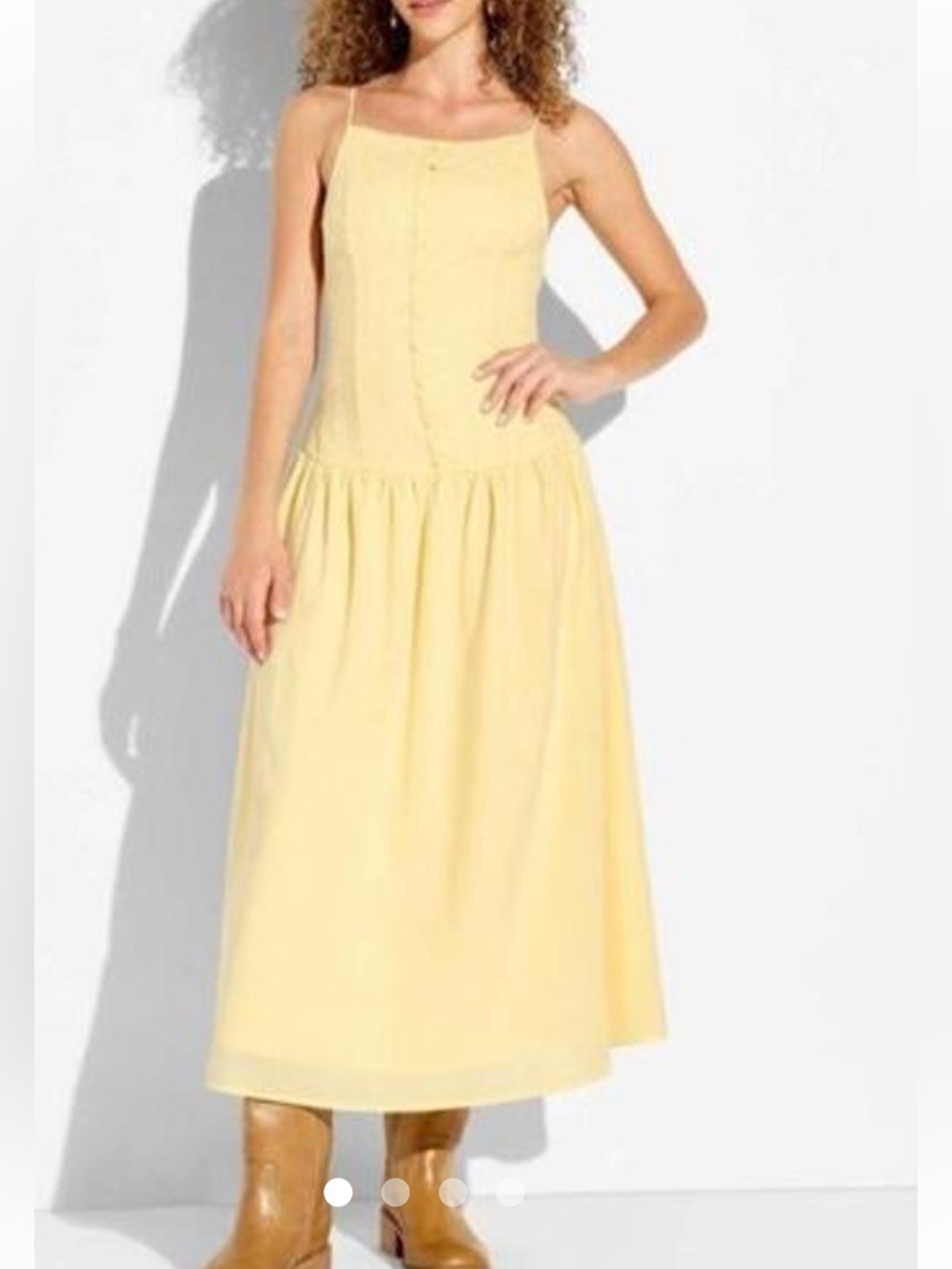Wild Fable NWT S 100% cotton eyelet lined Sleeveless Yellow Midi Dress